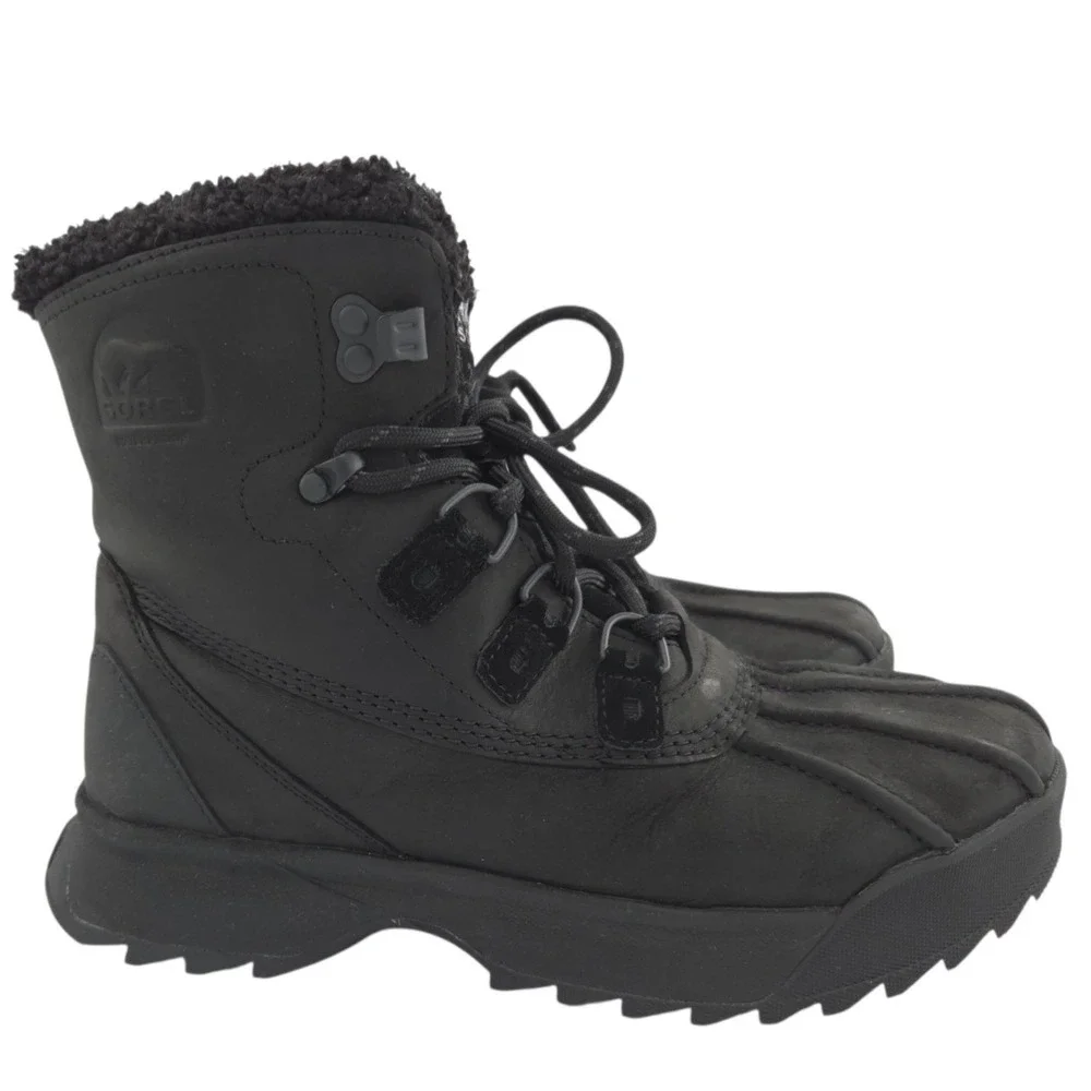 Sorel Scout 87 Lux WP Boots Men 9 Black Waterproof Insulated Winter Duck Leather